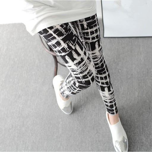 Damen Leggings mit Karomuster - Schwarz