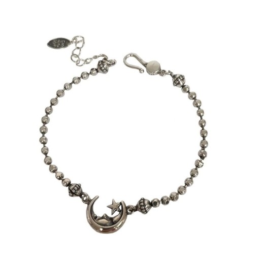 Damen-Perlenarmband mit Mond und Stern