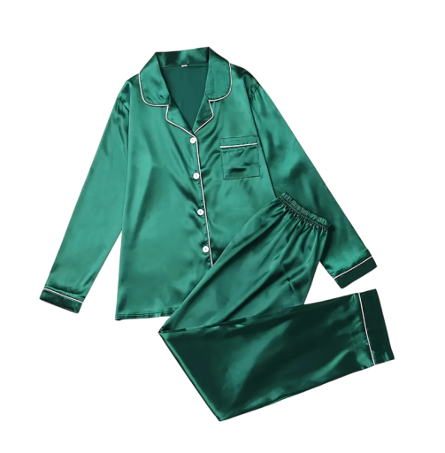 Damen Samt Pyjama mit Kragen und Tasche Einfarbiger Set mit langen Ärmeln und Hosen aus Polyester und Spandex in verschiedenen Farben