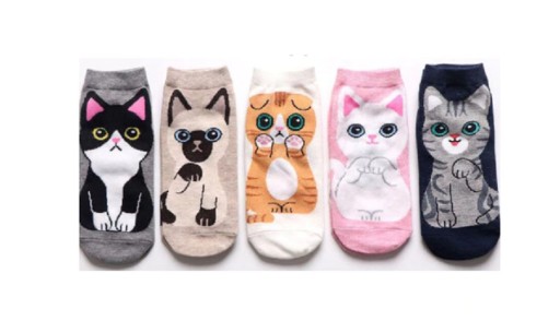 Damen-Socken mit Katzen – 5 Paar