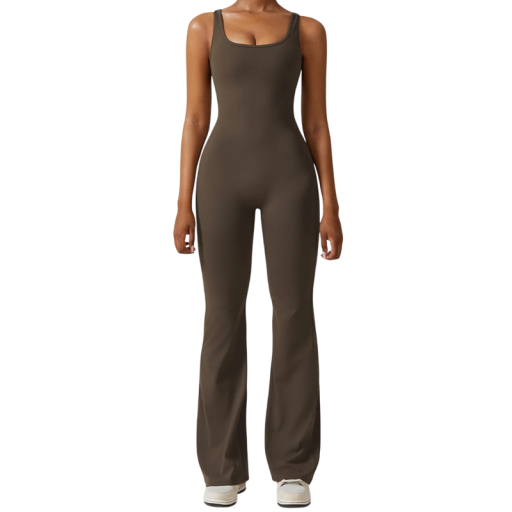Damen Sport Overall Top und lange Hosen Einfarbiger Fitness Overall aus Nylon und Spandex für Sport Freizeit und Yoga
