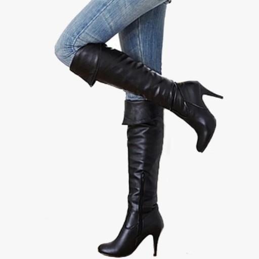 Damen-Stiletto-Stiefel aus Leder J1723