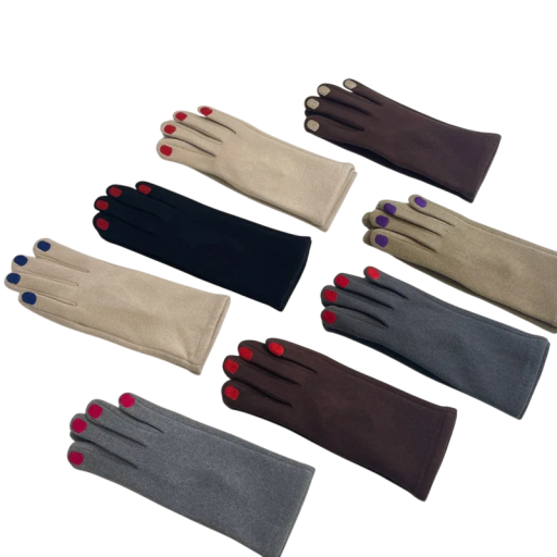 Damen Strickhandschuhe Einheitsgröße Stilvolle Winterhandschuhe mit Nagellackmotiv aus Polyester