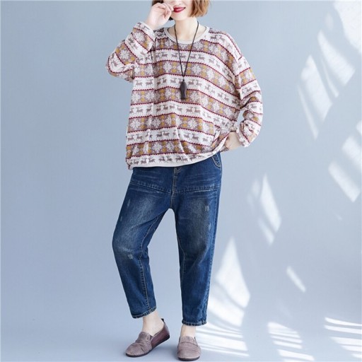 Damen-Sweatshirt in Übergröße mit Muster