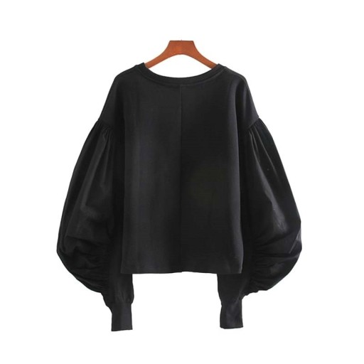 Damen-Sweatshirt mit losen Ärmeln, schwarz