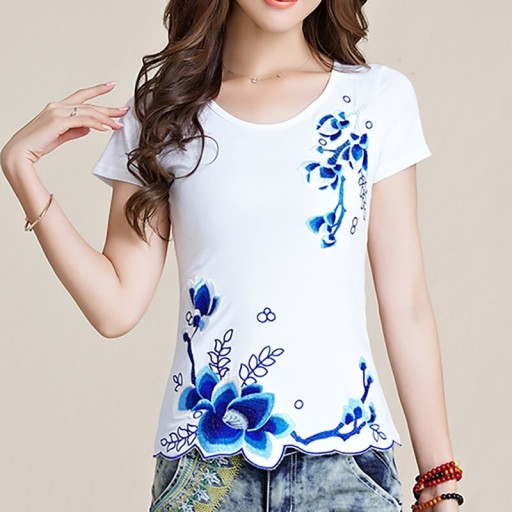 Damen-T-Shirt mit Blumen B369