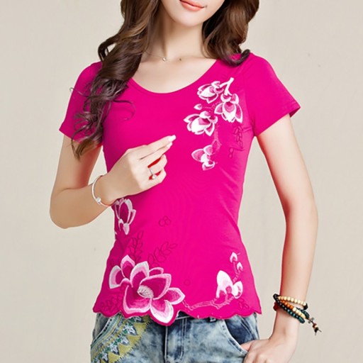 Damen-T-Shirt mit Blumen B369