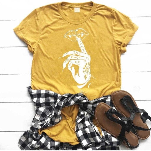 Damen-T-Shirt mit Handmotiv