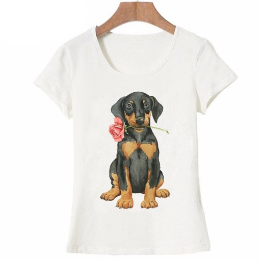 Damen-T-Shirt mit Hundeaufdruck A1312