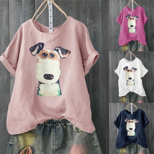 Damen-T-Shirt mit Hundeaufdruck