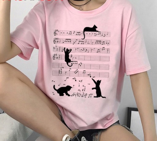 Damen-T-Shirt mit Katzenaufdruck B360