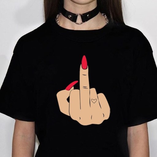 Damen-T-Shirt mit lustigem Handaufdruck