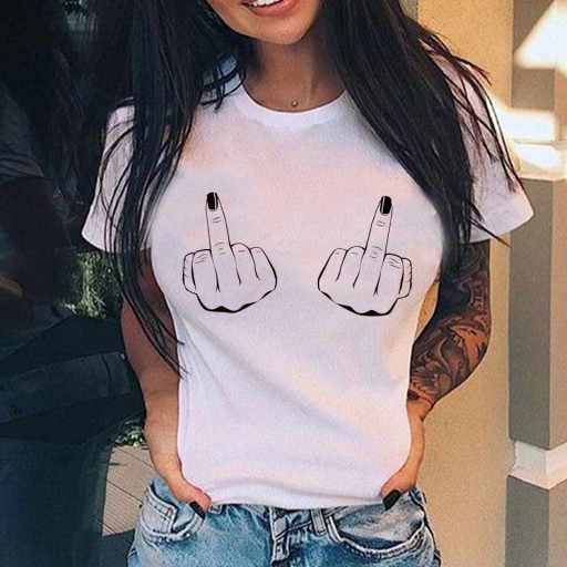 Damen-T-Shirt mit lustigem Handaufdruck