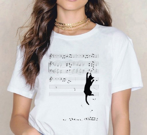 Damen-T-Shirt mit Musikmotiv