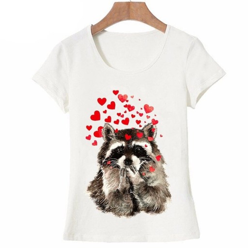 Damen-T-Shirt mit Waschbären-Print