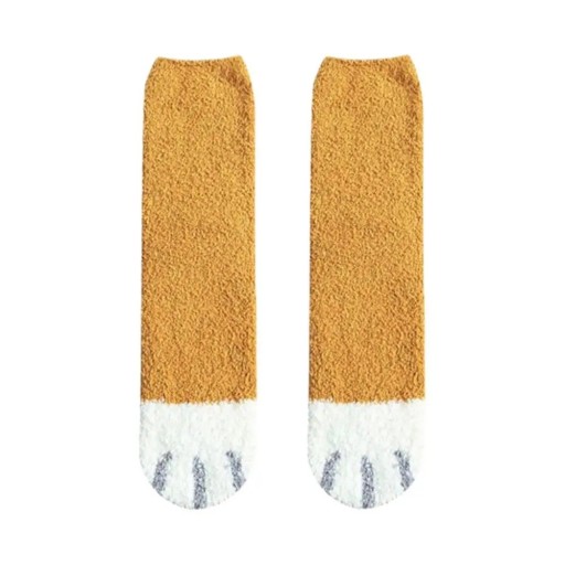 Damen Winter warme flauschige einfarbige Socken EU 36-42 Größe weiche warme Baumwolle Polyester Motiv Katzenpfoten bequeme Haussocken ein Paar