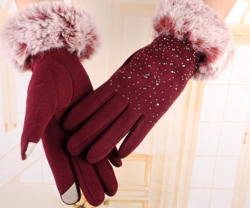 Damen-Winterhandschuhe mit Fell