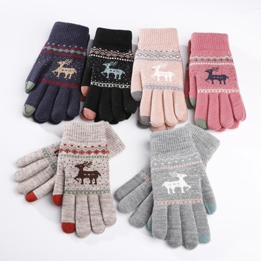 Damen-Winterhandschuhe mit Weihnachtsmuster