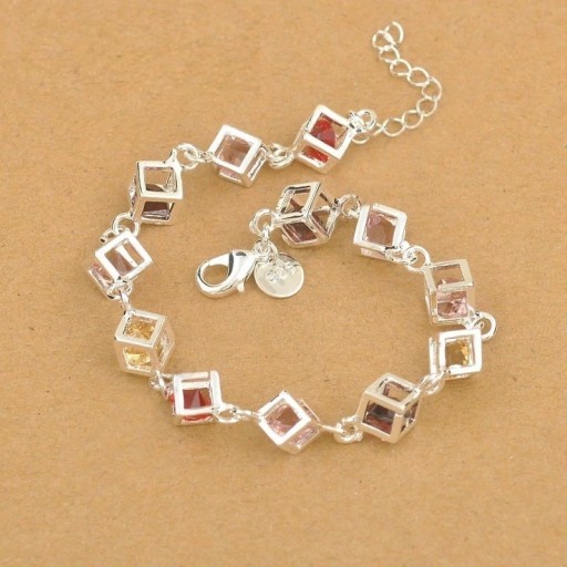 Damenarmband mit farbigen Steinen H75