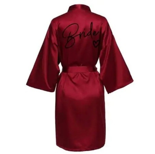 Damenbademantel Bride Hedvabně zart leichter Bademantel mit Aufschrift für die Braut Bindung in der Taille mit Kordel Polyester Satin für die Hochzeitsvorbereitungen