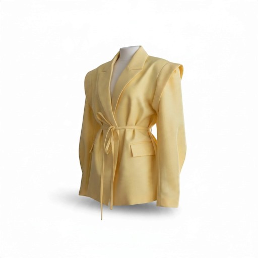 Damenblazer mit Gürtel in der Taille Wickelschnitt Ausdrucksstarke Schultern Spitzlaschen Klappentaschen Polyester Für die Arbeit