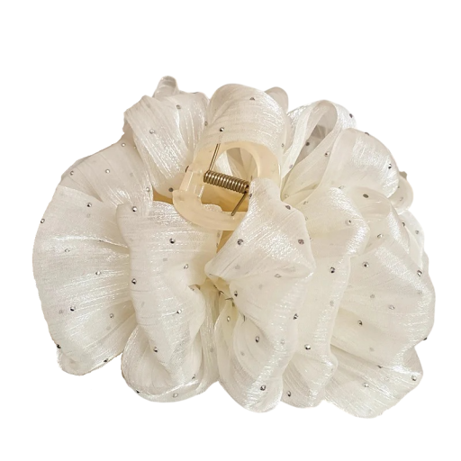 Damenhaarschmuck Glänzende Stoffschleife mit Steinen Elegante voluminöse Haarklammer festlicher Zubehör für Dutt und Frisur