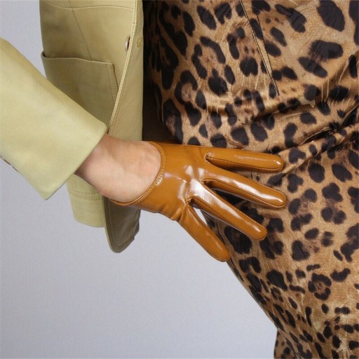 Damenhandschuhe aus glänzendem Kunstleder