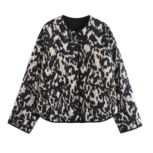 Damenjacke mit auffälligem Tiermuster Leichte Steppjacke Stylischer Mantel für die Stadt Herbst- und Frühlingsoberbekleidung Modische Kleidung