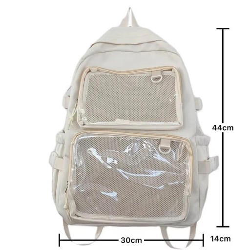 Damenmode Rucksack 44 x 13 x 30 cm Schul- und Ausflugsrucksack mit transparenten Reißverschlusstaschen Verstellbare Schultergurte Große Kapazität
