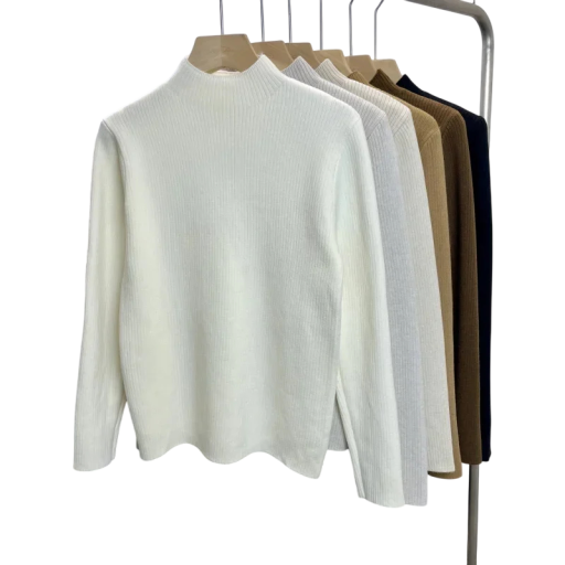 Damenpullover mit Rollkragen und Plüschinnenfutter Einfarbiger, wärmender Pullover aus Baumwolle und Acryl mit langen Ärmeln Universelle Größe Wintermode