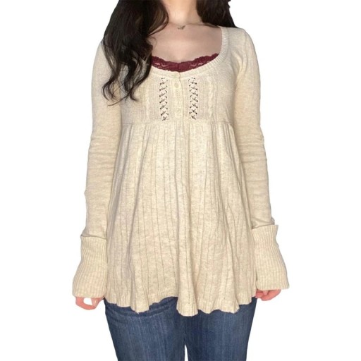Damenpullover mit V-Ausschnitt Halber Knopfverschluss Langarm Einfarbiger eleganter Top Verschiedene Farben Polyester Baumwolle