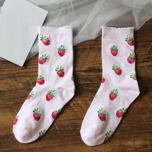 Damensocken mit Erdbeeren