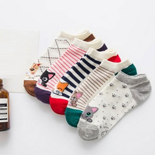 Damensocken mit Katzen – 5 Paar