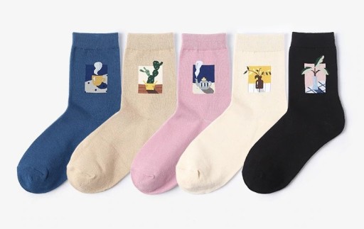 Damensocken mit kleinen Bildern