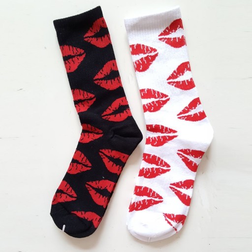 Damensocken mit Lippenaufdruck