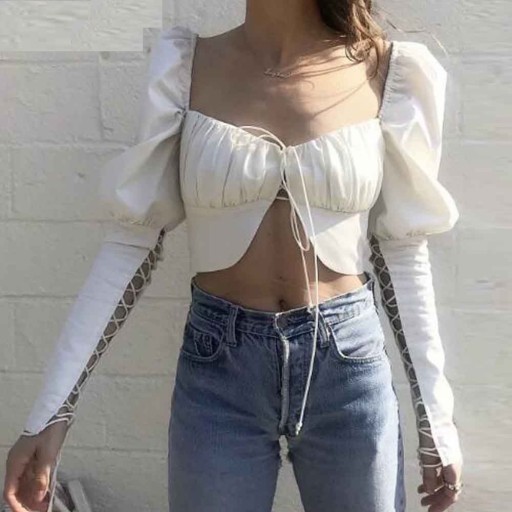 Damernas sexiga blus vit Polyester bomull