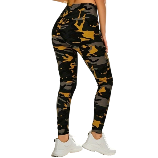 Dames Camouflage Elastische Legging Slim Fit Trainingsbroek Strakke Sportlegging met Hoge Taille en Camouflagepatroon