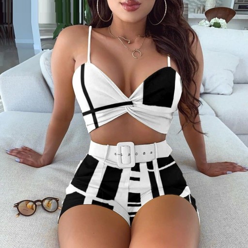 Dames crop top en shorts B1159