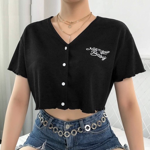 Dames crop top met knopen
