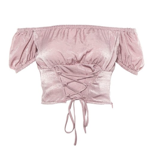 Dames crop top met vetersluiting B393