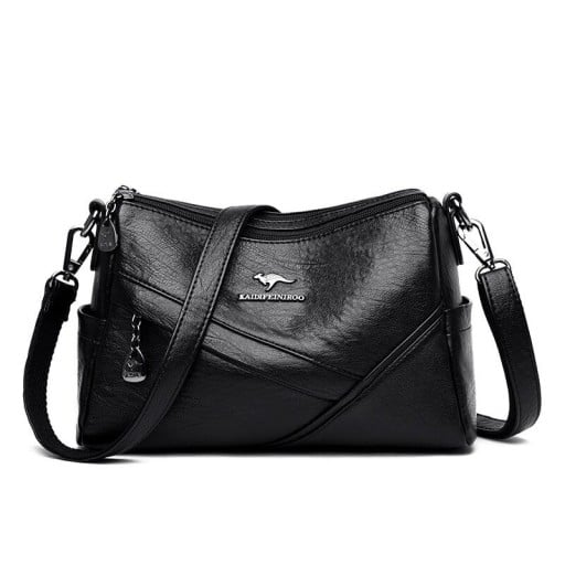 Dames crossbody tas met rits en diagonale panelen aan de voorkant Afneembare schouderband voor over de schouder of over het lichaam 28 x