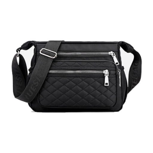Dames crossbody tas Rechthoekige vorm Meer vakken met rits Gestikte voorzak Brede verstelbare schouderband Nylon en polyester