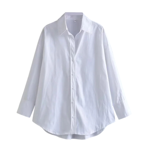 Dames elegante losse blouse met kraag en lange mouwen Effen blouse met knopen van lichtgewicht polyester Stijlvolle top voor elke dag