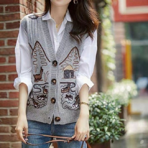 Dames gebreid vest P2400