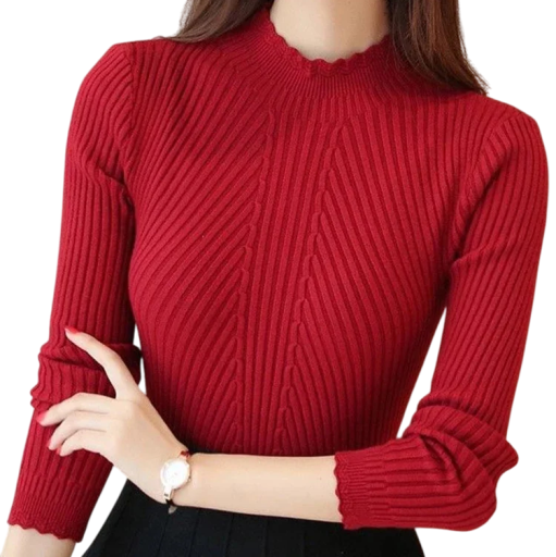 Dames gebreide trui van katoen en polyester met een O-hals Een effen elegante trui met lange mouwen Universele maat voor dagelijks gebruik