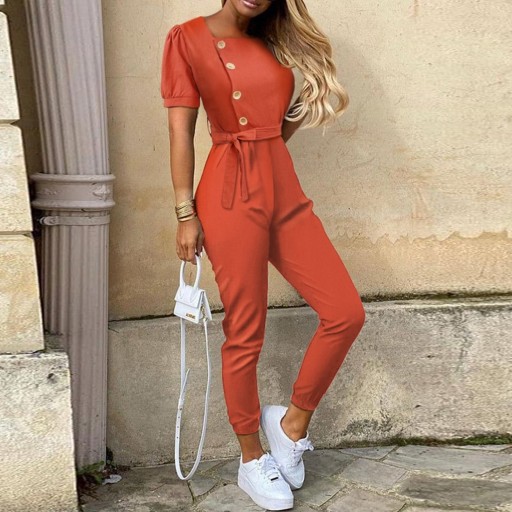 Dames jumpsuit met knopen en strikken