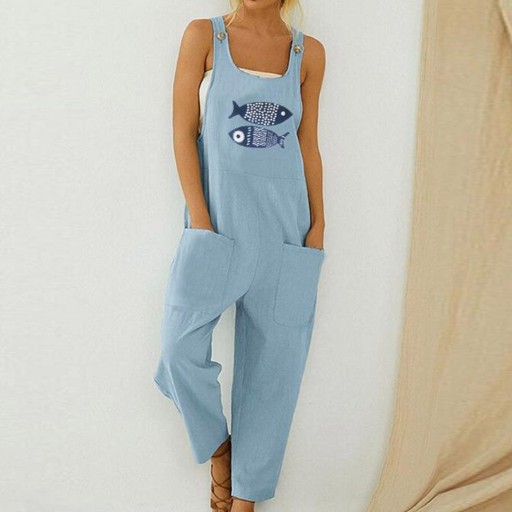 Dames jumpsuit met vissenprint
