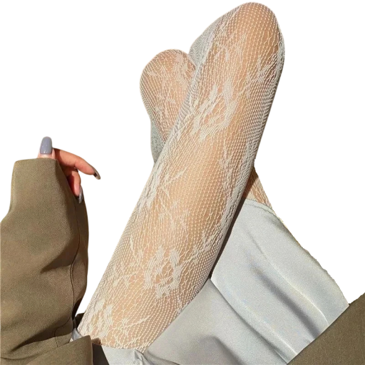 Dames kanten kousen met bloemenpatroon Elegante transparante kousen met bloemenkant Romantische elastische panty's