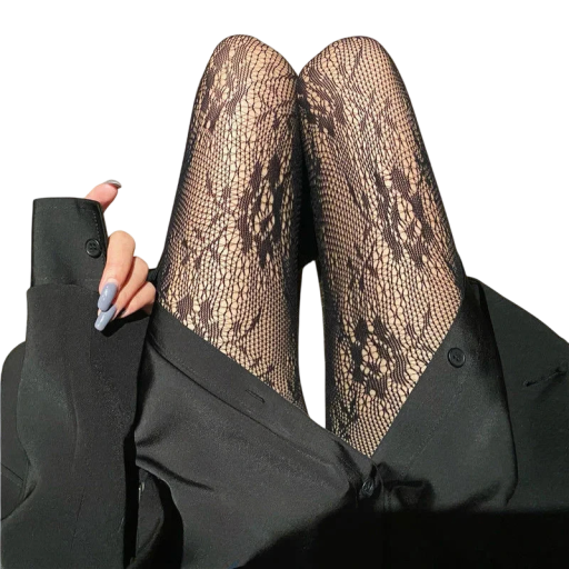 Dames kanten kousen met bloemenpatroon Elegante transparante kousen met bloemenkant Romantische elastische panty&#39;s