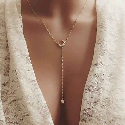 Dames ketting met maan en ster G642